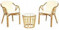 Комплект террасный AKIRA /с подушкой/, skin rattan eco, 54х60х78см / D46х40см, Natural (натуральный)