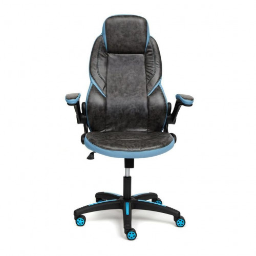 Кресло BAZUKA, кож/зам, серый/голубой, 2TONE/2TONE перф/04-20