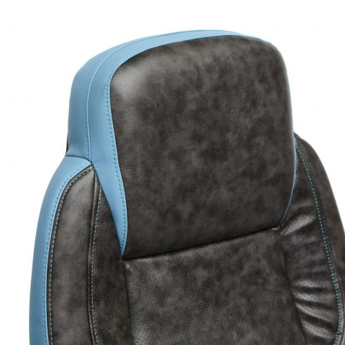 Кресло BAZUKA, кож/зам, серый/голубой, 2TONE/2TONE перф/04-20