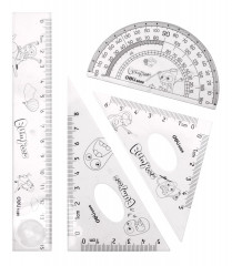 Циркуль Deli E9598 корпус серый в компл.:линейка 15см/транспортир/2 угольника