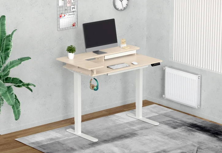 Стол для компьютера Cactus CS-EDL-DWT столешница ДСП светлый дуб каркас белый 120x71x60см