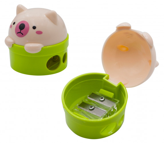 Точилка для карандашей ручная Silwerhof Cute Солнечная коллекция 2 отверстия пластик ассорти коробка