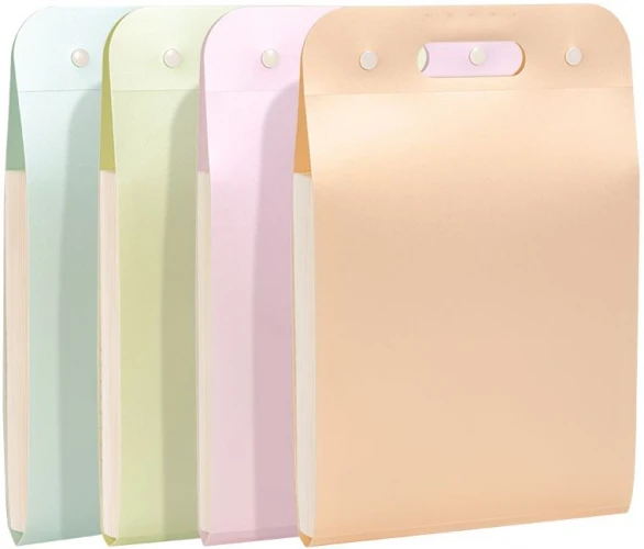 Папка-портфель Deli PM323 на кнопке 13 отдел. A4 полипропилен ассорти/ассорти