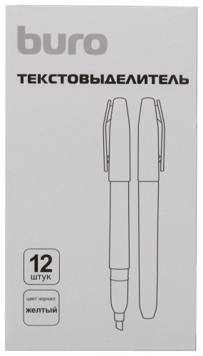 Текстовыделитель Buro Base скошенный пиш. наконечник 1-4мм желтый коробка