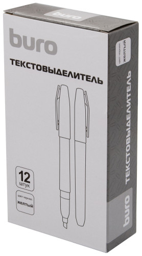 Текстовыделитель Buro Base скошенный пиш. наконечник 1-4мм желтый коробка