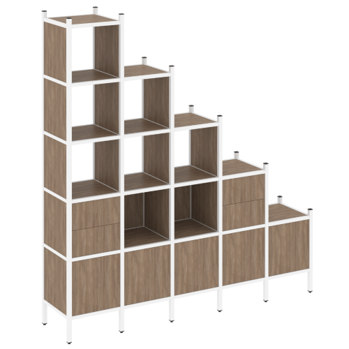 Loft Прямой стеллаж наборный VR.L-23 Дуб аризона/Белый металл 2110*446*2280