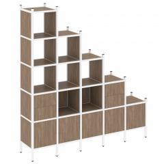 Loft Прямой стеллаж наборный VR.L-23 Дуб аризона/Белый металл 2110*446*2280