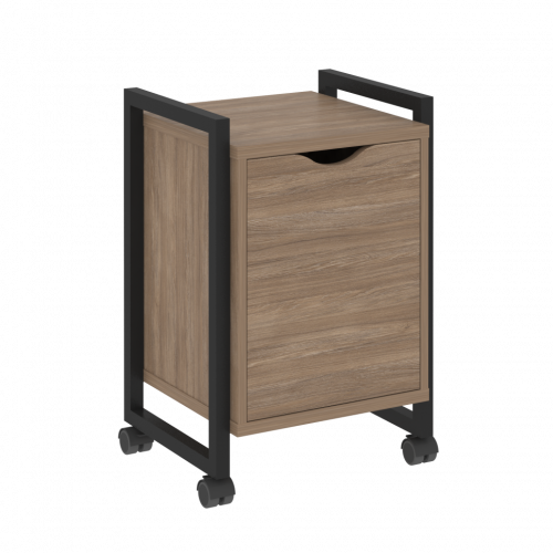 Loft Тумба на колесных опорах с распашным фасадом VR.L-T2.K Дуб аризона/Чёрный металл 500*460*767