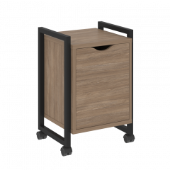 Loft Тумба на колесных опорах с распашным фасадом VR.L-T2.K Дуб аризона/Чёрный металл 500*460*767