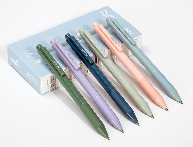 Ручка гелев. Deli Nusign NS559 ассорти d=0.5мм черн. черн. резин. манжета