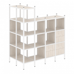 Loft Угловой внешний стеллаж наборный VR.L-57 Денвер светлый/Белый металл 862*1694*1869