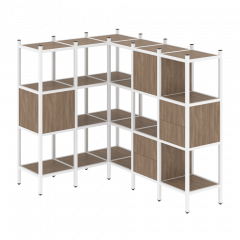 Loft Угловой внутренний стеллаж наборный VR.L-30 Дуб аризона/Белый металл 1278*1278*1458