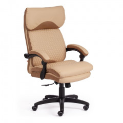 Кресло CHIEF, кож/зам/ткань, бежевый/бронза, 36-34/21