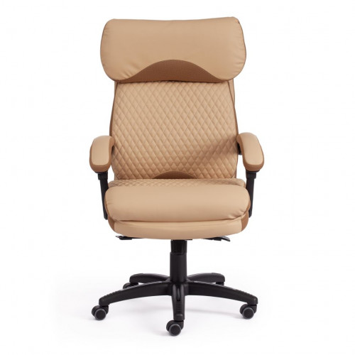 Кресло CHIEF, кож/зам/ткань, бежевый/бронза, 36-34/21