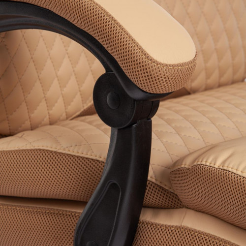 Кресло CHIEF, кож/зам/ткань, бежевый/бронза, 36-34/21