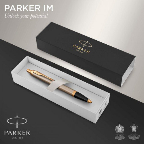 Ручка шариков. Parker IM Core K321 (CW1931670) Brushed Metal GT M син. черн. подар.кор.