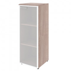 Шкаф колонка с стеклянной дверью в алюминиевой раме (R) и топом WMC 42.7(R) Дуб Сонома 432х432х1184