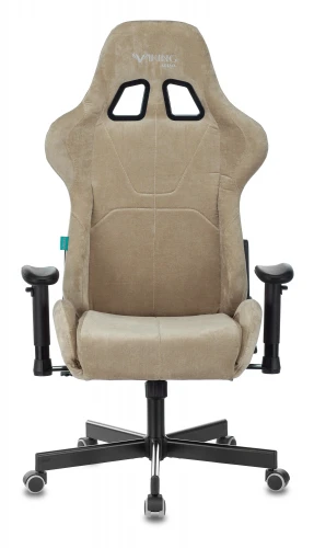 Кресло игровое Zombie VIKING KNIGHT Fabric песочный Light-21 с подголов. крестов. металл