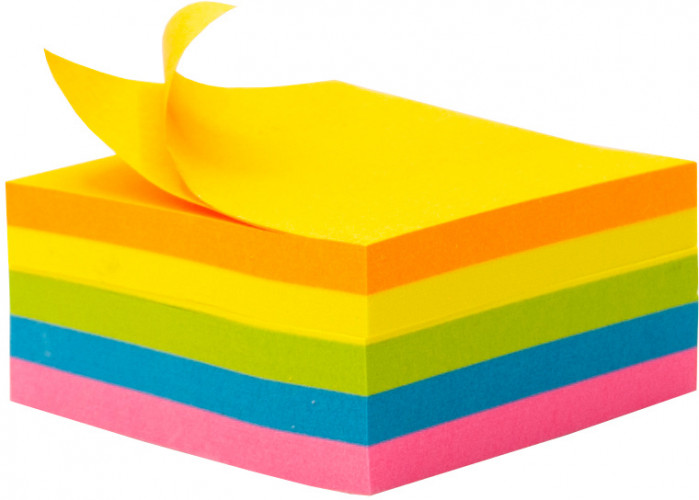 Блок самоклеящийся бумажный Silwerhof 682158-00 51x51мм 250лист. 75г/м2 неон 5цв.в упак. европодвес