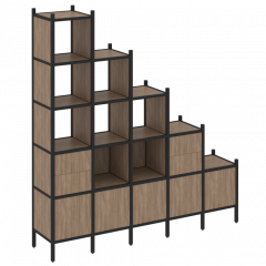 Loft Прямой стеллаж наборный VR.L-23 Дуб аризона/Чёрный металл 2110*446*2280