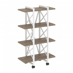 Loft Стеллаж на колесных опорах-4 полки VR.L-MST.K-4.4V Тиквуд тёмный/Белый металл 800*400*1334