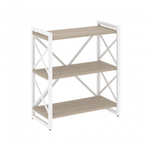 Loft Стеллаж на регулируемых опорах-3 полки VR.L-MST.O-3.8 Дуб аттик/Белый металл 800*400*910