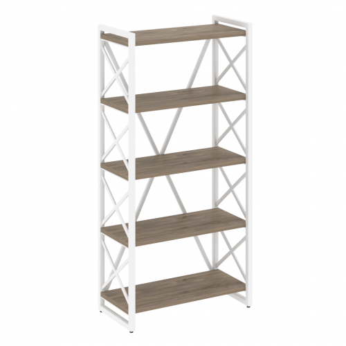 Loft Стеллаж на регулируемых опорах-5 полок VR.L-MST.O-5.8 Тиквуд тёмный/Белый металл 800*400*1650