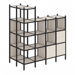 Loft Угловой внешний стеллаж наборный VR.L-57 Денвер светлый/Чёрный металл 862*1694*1869