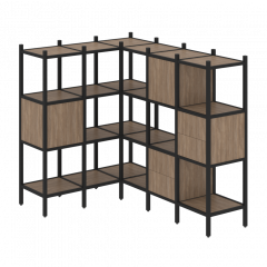 Loft Угловой внутренний стеллаж наборный VR.L-30 Дуб аризона/Чёрный металл 1278*1278*1458