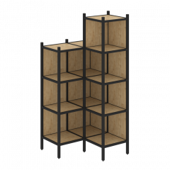 Loft Угловой внутренний стеллаж наборный VR.L-38 Тиквуд светлый/Чёрный металл 862*862*1869