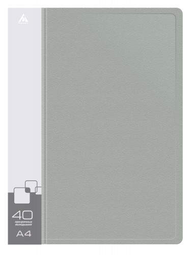 Папка с 40 прозр.вклад. Бюрократ -BPV40GREY A4 пластик 0.65мм торц.карм с бум. встав серый