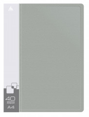 Папка с 40 прозр.вклад. Бюрократ -BPV40GREY A4 пластик 0.65мм торц.карм с бум. встав серый