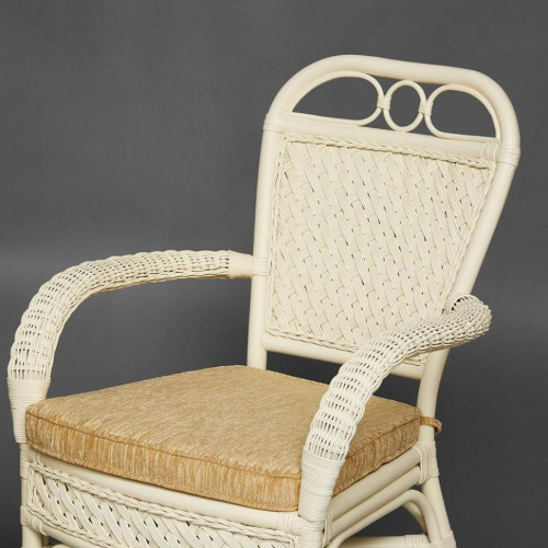 Комплект террасный ANDREA (стол кофейный со стеклом + 2 кресла + подушки), ротанг, 64х67х92см / D60х55, TCH White (белый)