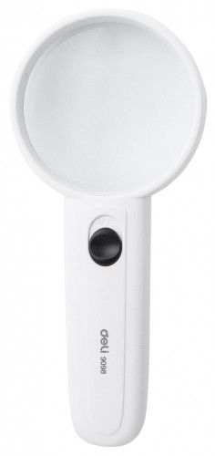Лупа Deli E9098 d=60мм x3 LED подсветка белый пластик блистер