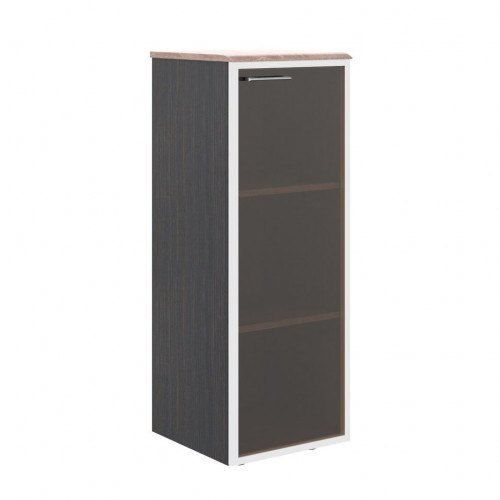 Шкаф колонка с стеклянной дверью в алюминиевой раме (R) и топом WMC 42.7(R) Дуб Сонома/Легно темный