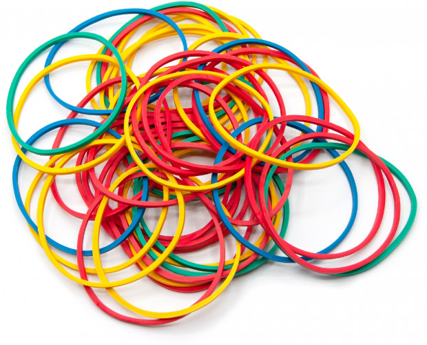 Резинки для купюр Buro d=60мм 1.5мм 100гр ассорти пластиковый пакет