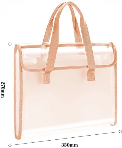 Папка-портфель Deli PM308RED на кнопке 7 отдел. A4 с окантовкой пвх прозрачный/красный