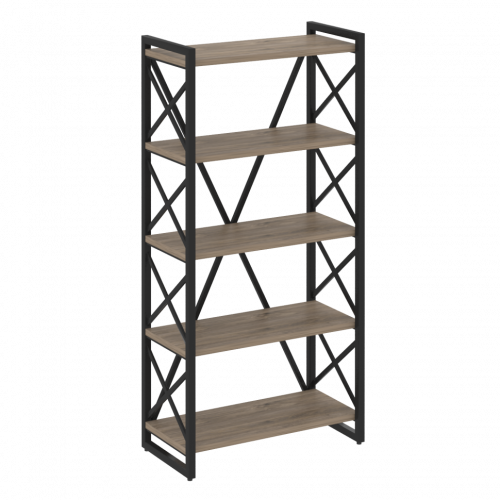 Loft Стеллаж на регулируемых опорах-5 полок VR.L-MST.O-5.8 Тиквуд тёмный/Чёрный металл 800*400*1650