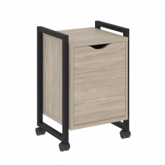 Loft Тумба на колесных опорах с распашным фасадом VR.L-T2.K Дуб аттик/Чёрный металл 500*460*767