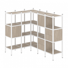 Loft Угловой внутренний стеллаж наборный VR.L-30 Дуб аттик/Белый металл 1278*1278*1458