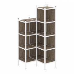 Loft Угловой внутренний стеллаж наборный VR.L-38 Тиквуд тёмный/Белый металл 862*862*1869