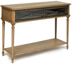 Консоль Secret De Maison AURORA ( mod. TAB 18-18), красное дерево/металл, 117х40х80см, античный дуб, ткань кремовая