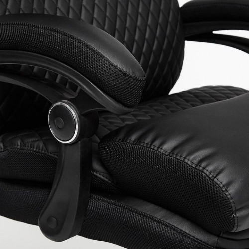 Кресло CHIEF, кож/зам/ткань, черный/черный стеганный/черный, 36-6/36-6/11