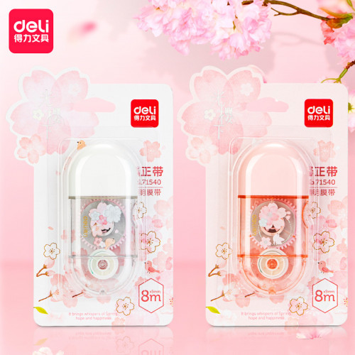 Лента коррект. Deli 71540 8мх5мм ассорти корпус белый блистер