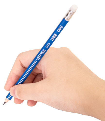 Карандаш ч/г Deli EC001-2B Uspire 2B трехгран. тополь синий карт.кор. (12шт) ластик