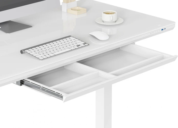 Стол для компьютера Cactus CS-EGD-WWT столешница стекло белый каркас белый