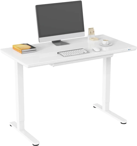 Стол для компьютера Cactus CS-EGD-WWT столешница стекло белый каркас белый