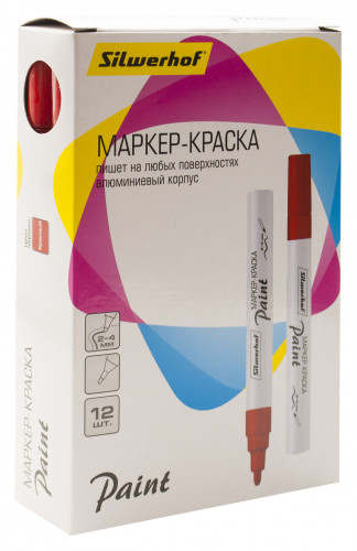 Маркер лаковый Silwerhof Paint круг. пулевидный пиш. наконечник 2-4мм металический корпус красный коробка картонная