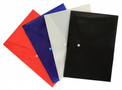 Конверт на кнопке Бюрократ DeLuxe DL801BLCK/1 A4 пластик 0.18мм черный