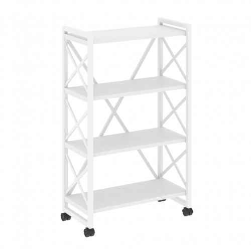 Loft Стеллаж на колесных опорах-4 полки VR.L-MST.K-4.8 Белый бриллиант/Белый металл 800*400*1334